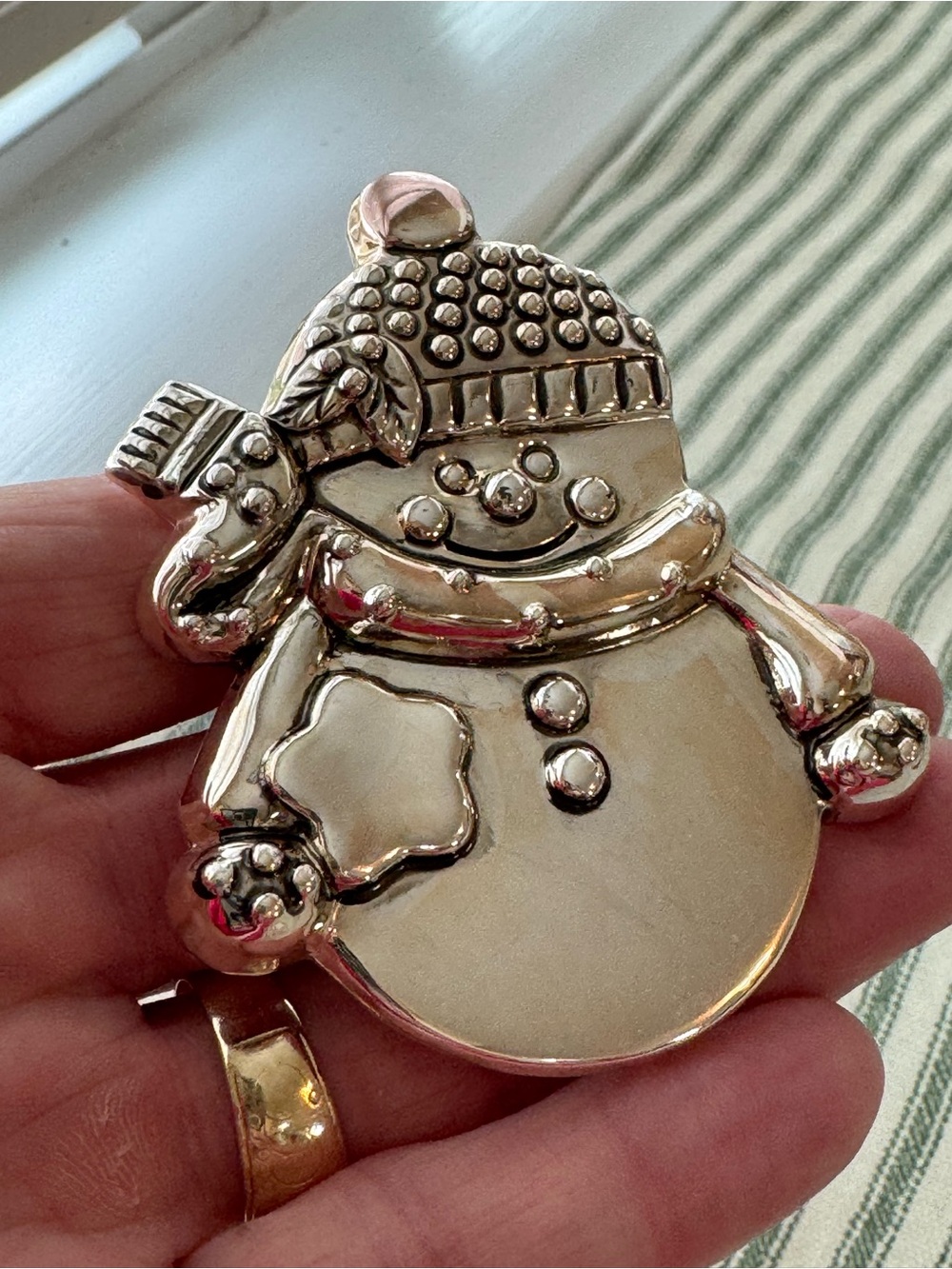 Vintage Silver Snowman Brooch/Pendant signed BEST